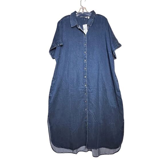 Soft Surroundings Je Veux Midi Shirt Dress Size 2X Denim Blue - Picture 5 of 16